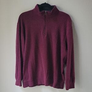 Polo Ralph Lauren‎ Quater Zip Burgundy Mens Sweatshirt Size Large